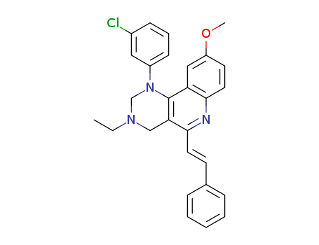 Pyrimido[5,4-c]quinoline,1-(3-chlorophenyl)-3-ethyl-1,2,3,4-tetrahydro-9-methoxy-5-(2-phenylethenyl)- cas  65273-94-1