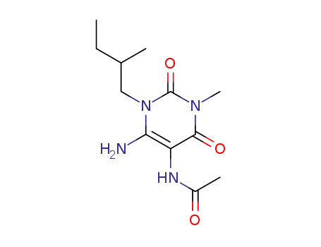 Molecular Structure of 65029-10-9 (Acetamide,  N-[6-amino-1,2,3,4-tetrahydro-3-methyl-1-(2-methylbutyl)-2,4-dioxo-5-pyrimidinyl]-)
