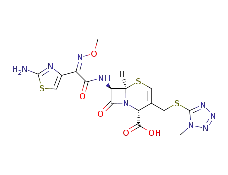 Molecular Structure of 126747-52-2 ((2R,6R,7R)-7-{2-(2-Amino-thiazol-4-yl)-2-[(Z)-methoxyimino]-acetylamino}-3-(1-methyl-1H-tetrazol-5-ylsulfanylmethyl)-8-oxo-5-thia-1-aza-bicyclo[4.2.0]oct-3-ene-2-carboxylic acid)