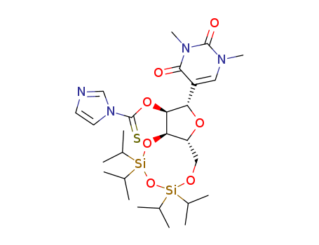 2,4(1H,3H)-Pyrimidinedione,5-[2-O-(1H-imidazol-1-ylthioxomethyl)-3,5-O-[1,1,3,3-tetrakis(1-methylethyl)-1,3-disiloxanediyl]-b-D-ribofuranosyl]-1,3-dimethyl- (9CI)