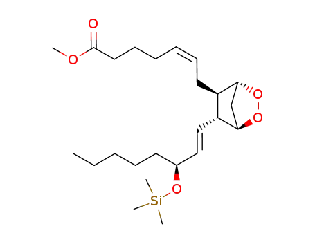 Molecular Structure of 65147-48-0 (Methyl (5E)-7-(6-((1E)-3-[(trimethylsilyl)oxy]-1-octenyl)-2,3-dioxabic yclo[2.2.1]hept-5-yl)-5-heptenoate)