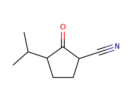 Molecular Structure of 69843-83-0 (Cyclopentanecarbonitrile, 3-(1-methylethyl)-2-oxo- (9CI))