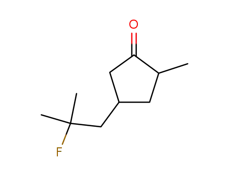 Molecular Structure of 69770-88-3 (Cyclopentanone, 4-(2-fluoro-2-methylpropyl)-2-methyl-)