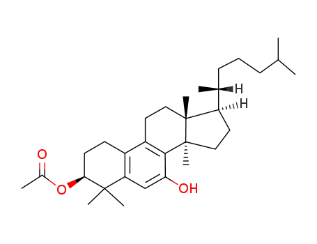 Molecular Structure of 70182-53-5 ((1S)-7-hydroxy-10,14-dimethyl-4,9-cyclo-9,10-secocholesta-4(9),5,7-trien-1-yl acetate)