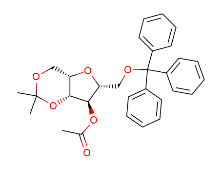Molecular Structure of 65729-83-1 (4-O-ACETYL-2,5-ANHYDRO-1,3-O-ISOPROPYLIDENE-6-O-TRITYL-D-GLUCITOL)
