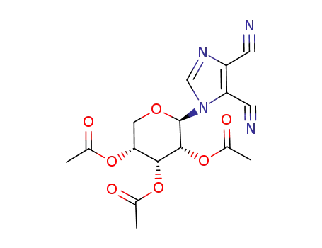 Molecular Structure of 70042-27-2 (1-(2,3,4-tri-O-acetylpentopyranosyl)-1H-imidazole-4,5-dicarbonitrile)