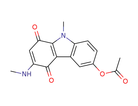 Molecular Structure of 70036-40-7 (9-methyl-3-(methylamino)-1,4-dioxo-4,9-dihydro-1H-carbazol-6-yl acetate)