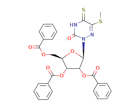 1,2,4-Triazin-3(2H)-one,4,5-dihydro-6-(methylthio)-5-thioxo-2-(2,3,5-tri-O-benzoyl-b-D-ribofuranosyl)- cas  65533-30-4