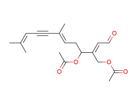 Molecular Structure of 349636-42-6 (2,6,10-Dodecatrien-8-ynal,
4-(acetyloxy)-3-[(acetyloxy)methyl]-7,11-dimethyl-, (2E,6E)-)