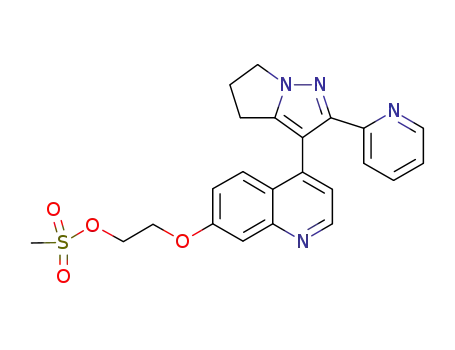 Molecular Structure of 700874-75-5 (methanesulfonic acid 2-[4-(2-pyridin-2-yl-5,6-dihydro-4H-pyrrolo[1, 2-b]pyrazol-3-yl)-quinolin-7-yloxy]-ethyl ester)
