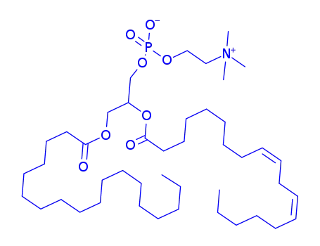 Molecular Structure of 923-59-1 ((2R)-2-[(9Z,12Z)-octadeca-9,12-dienoyloxy]-3-(octadecanoyloxy)propyl 2-(trimethylammonio)ethyl phosphate)