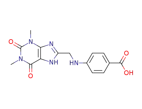 Molecular Structure of 7000-61-5 (4-{[(1,3-diMethyl-2,6-dioxo-2,3,6,7-tetrahydro-1h-purin-8-yl)Methyl]aMino}benzoic acid)