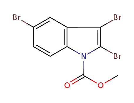 Molecular Structure of 918529-93-8 (1H-Indole-1-carboxylic acid, 2,3,5-tribromo-, methyl ester)