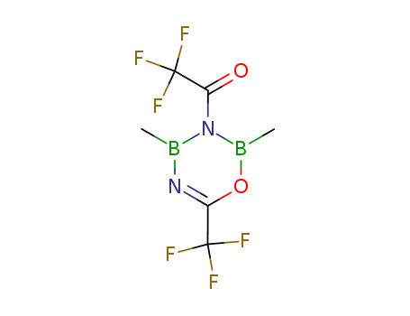 Molecular Structure of 70609-15-3 (3,4-Dihydro-2,4-dimethyl-3-trifluoroacetyl-6-trifluoromethyl-2H-1,3,5,2,4-oxadiazadiborine)