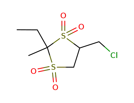 Molecular Structure of 6623-95-6 (4-(chloromethyl)-2-ethyl-2-methyl-1,3-dithiolane 1,1,3,3-tetraoxide)