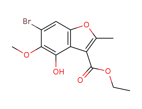 3-Benzofurancarboxylic acid, 6-bromo-4-hydroxy-5-methoxy-2-methyl-,
ethyl ester