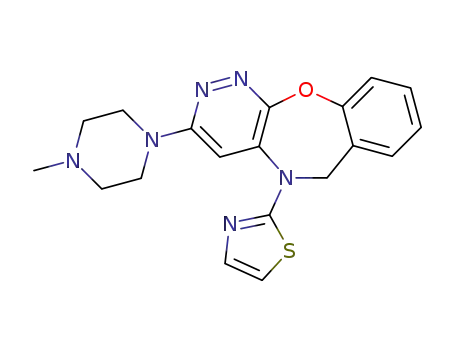 Molecular Structure of 70301-54-1 (3-(4-methylpiperazin-1-yl)-5-(1,3-thiazol-2-yl)-5,6-dihydropyridazino[3,4-b][1,4]benzoxazepine)