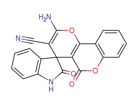 Molecular Structure of 126115-65-9 (2-amino-1',3'dihydro-2',5-dioxospiro(4H,5H-pyrano[3,2-c]chromene-4,3'-[2'H]-indole)-3-carbonitrile)