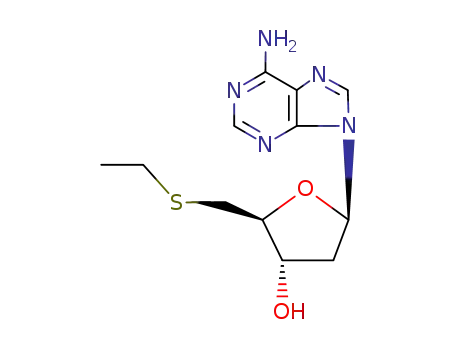 Molecular Structure of 6612-74-4 (9-(2-deoxy-5-S-ethyl-5-thiopentofuranosyl)-9H-purin-6-amine)