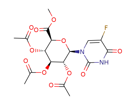 Molecular Structure of 77476-81-4 (5-Fluorouracil N-β-D-Glucuronide Methyl Ester, 2,3,4-Triacetate)