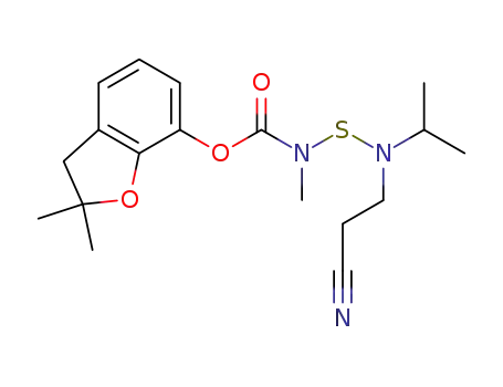 Molecular Structure of 82560-72-3 ((2,2-dimethyl-3H-benzofuran-7-yl) N-(2-cyanoethyl-propan-2-yl-amino)su lfanyl-N-methyl-carbamate)