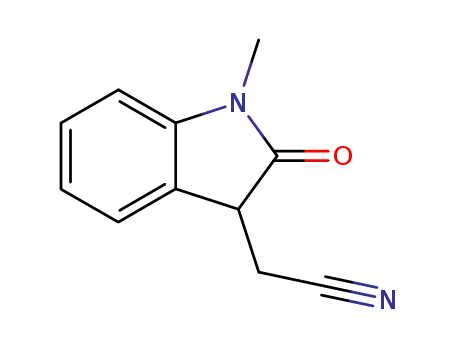 Molecular Structure of 70351-50-7 ((1-METHYL-2-OXO-2,3-DIHYDRO-1H-INDOL-3-YL)ACETONITRILE)