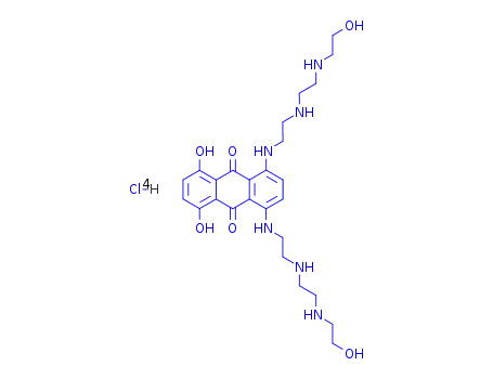 Molecular Structure of 70476-91-4 (1,4-dihydroxy-5,8-bis{[2-({2-[(2-hydroxyethyl)amino]ethyl}amino)ethyl]amino}anthracene-9,10-dione tetrahydrochloride)