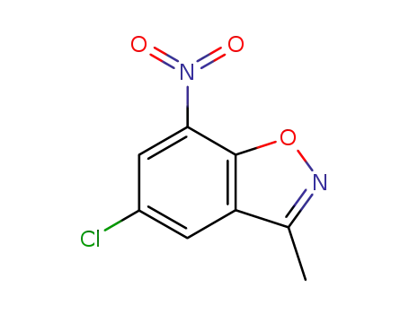 Molecular Structure of 66048-28-0 (1,2-BENZISOXAZOLE, 5-CHLORO-3-METHYL-7-NITRO-)