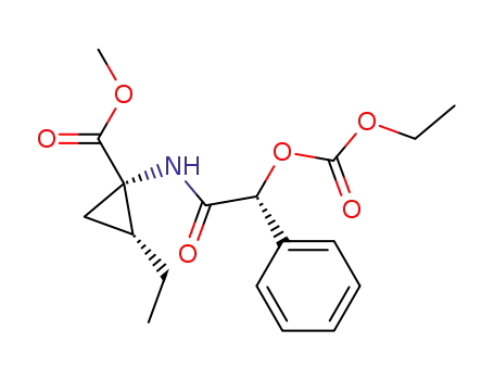 Molecular Structure of 98244-44-1 ((1S,2R)-1-((R)-2-Ethoxycarbonyloxy-2-phenyl-acetylamino)-2-ethyl-cyclopropanecarboxylic acid methyl ester)