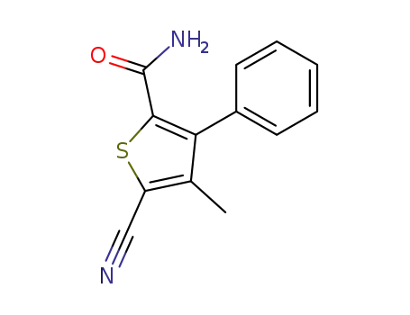 Molecular Structure of 70541-99-0 (5-CYANO-4-METHYL-3-PHENYL-2-THIOPHENECARBOXAMIDE)