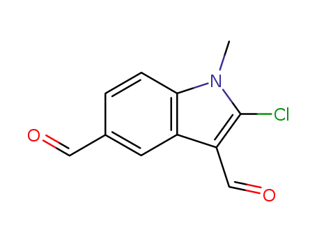 Molecular Structure of 66335-32-8 (2-CHLORO-1-METHYL-1H-INDOLE-3,5-DICARBALDEHYDE)