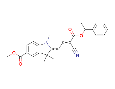 1H-Indole-5-carboxylicacid,2-[3-cyano-4-oxo-4-(1-phenylethoxy)-2-buten-1-ylidene]-2,3-dihydro-1,3,3-trimethyl-,methyl ester