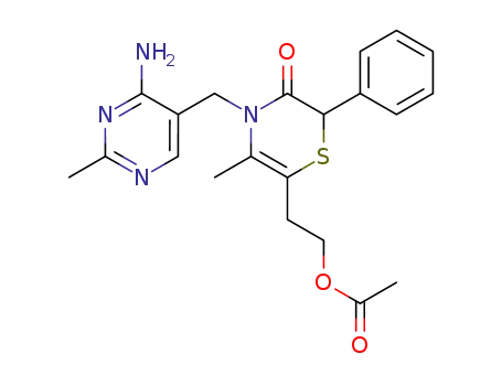 6-(2-acetoxy-ethyl)-4-(4-amino-2-methyl-pyrimidin-5-ylmethyl)-5-methyl-2-phenyl-4<i>H</i>-[1,4]thiazin-3-one