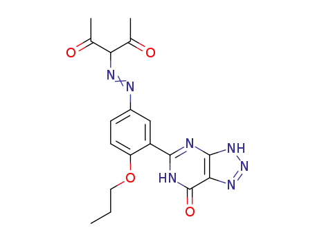 Molecular Structure of 67012-85-5 (3-{2-[3-(7-oxo-7H-[1,2,3]triazolo[4,5-d]pyrimidin-5-yl)-4-propoxyphenyl]hydrazino}pentane-2,4-dione)