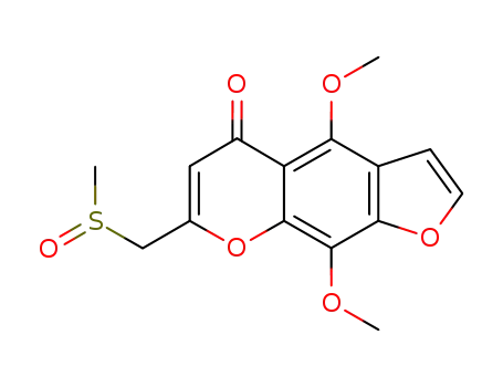 Molecular Structure of 76301-44-5 (5H-Furo[3,2-g][1]benzopyran-5-one,
4,9-dimethoxy-7-[(methylsulfinyl)methyl]-)