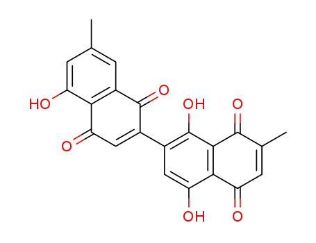 Molecular Structure of 62996-97-8 (1',4',5-Trihydroxy-7,7'-dimethyl[2,2'-binaphthalene]-1,4,5',8'-tetrone)