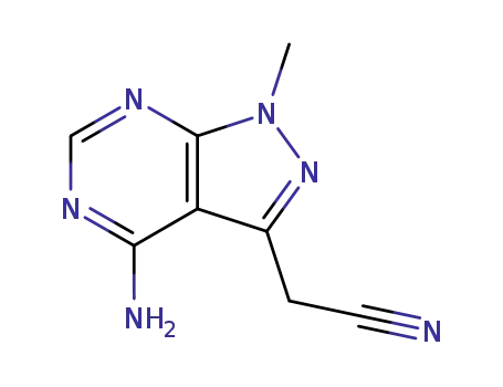 Molecular Structure of 62908-80-9 ((4-amino-1-methyl-1H-pyrazolo[3,4-d]pyrimidin-3-yl)acetonitrile)