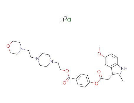 5-メトキシ-2-メチル-1H-インドール-3-酢酸4-[[2-[4-[2-(4-モルホリニル)エチル]-1-ピペラジニル]エトキシ]カルボニル]フェニル?3塩酸塩