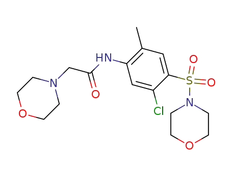 Molecular Structure of 66647-76-5 (4-Morpholineacetamide, N-(5-chloro-2-methyl-4-(4-morpholinylsulfonyl)p henyl)-)