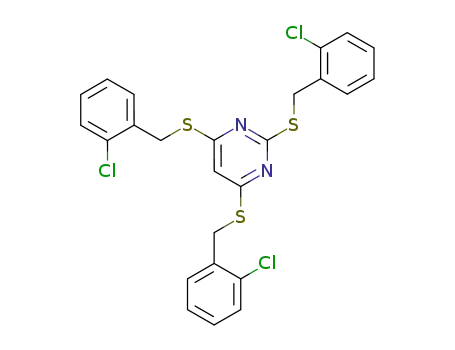 Molecular Structure of 6299-78-1 (2,4,6-tris[(2-chlorobenzyl)sulfanyl]pyrimidine)