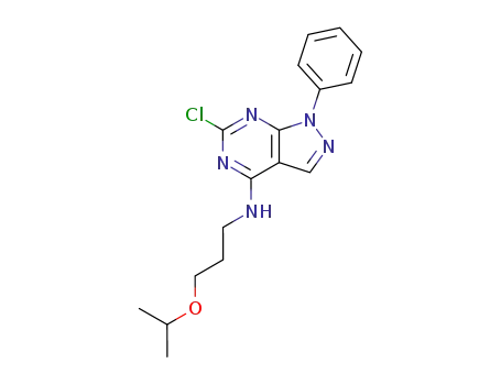 Molecular Structure of 6283-18-7 (6-chloro-1-phenyl-N-[3-(propan-2-yloxy)propyl]-1H-pyrazolo[3,4-d]pyrimidin-4-amine)
