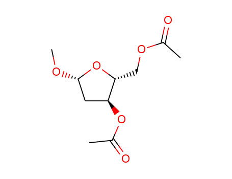 Molecular Structure of 62853-55-8 (Methyl-2-deoxy-beta-D-ribofuranoside diacetate)