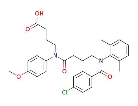 Molecular Structure of 71455-65-7 (N-(N-(p-Chlorobenzoyl)-4-(2,6-dimethylanilino)butyryl)-4-(p-anisidino) butyric acid)