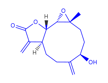 Oxireno[9,10]cyclodeca[1,2-b]furan-9(1aH)-one,decahydro-4-hydroxy-1a-methyl-5,8-bis(methylene)-,[1aR-(1aR*,4R*,7aS*,10aS*,10bR*)]- (9CI) cas  71277-21-9