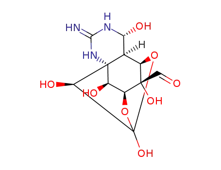 3-amino-5,9,12,13,14-pentahydroxy-8,10-dioxa-2,4-diazatetracyclo[7.3.1.1~7,11~.0~1,6~]tetradec-3-ene-14-carbaldehyde (non-preferred name)