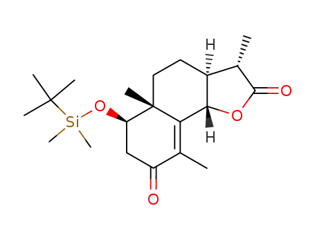 Molecular Structure of 119144-05-7 (1β-tert-butyldimethylsilyloxy-3-oxo-7αH,6,11βH-eudesm-4-en-6,12-olide)