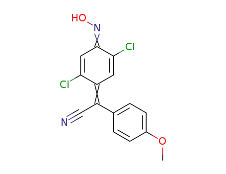 Molecular Structure of 897-21-2 ([2,5-dichloro-4-(hydroxyimino)cyclohexa-2,5-dien-1-ylidene](4-methoxyphenyl)acetonitrile)