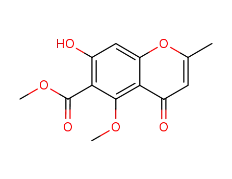 Molecular Structure of 138565-06-7 (4H-1-Benzopyran-6-carboxylic acid,
7-hydroxy-5-methoxy-2-methyl-4-oxo-, methyl ester)