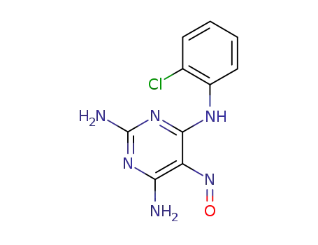 Molecular Structure of 7357-69-9 (N~4~-(2-chlorophenyl)-5-nitrosopyrimidine-2,4,6-triamine)