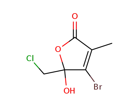Molecular Structure of 88039-87-6 (2(5H)-Furanone, 4-bromo-5-(chloromethyl)-5-hydroxy-3-methyl-)